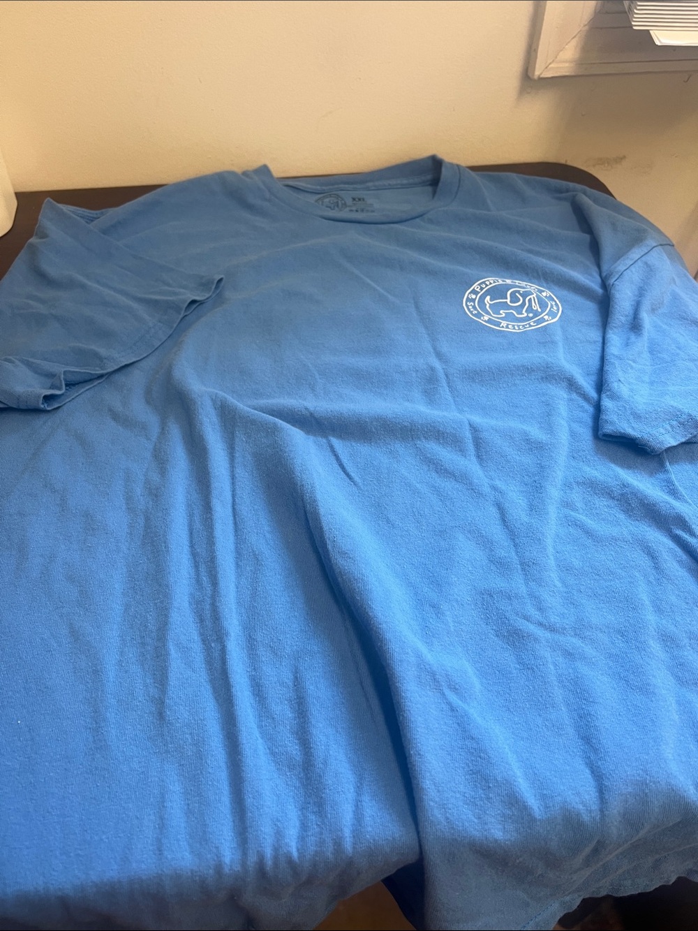 Men’s Short Sleeve Crew Neck Blue w/Chest Logo and Back Ukraine Support Graphic